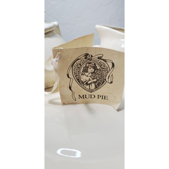 "Mud Pie" Brand Creamer and Sugar Set with a Small Tray ~Vintage~ 1988 - Picture 6 of 14